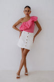 Adriana Hot Pink One Shoulder Ruffle Bodysuit