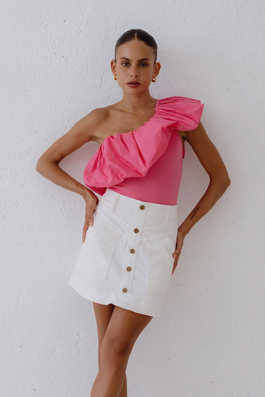 Hayden White Denim A-Line Mini Skirt