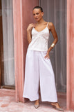 Eliza White Lace Satin Cami Top