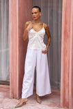 Eliza White Lace Satin Cami Top