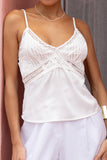 Eliza White Lace Satin Cami Top