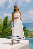 Kalliope White Navy Ric Rac Crop Top