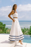 Kalliope White Navy Ric Rac Crop Top