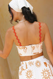 Solara White Orange Tropical Ric Rac Maxi Skirt