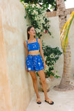 Mariselle Blue Ocean Abstract Crop Top