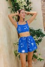 Mariselle Blue Ocean Abstract Drawstring Shorts