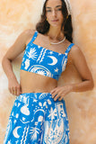 Soquila Blue Tropical Crop Top