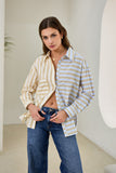 Jaxon Blue Yellow Contrast Stripe Shirt