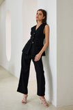 Zenith Black Linen Blend Pants