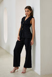 Zenith Black Linen Blend Pants