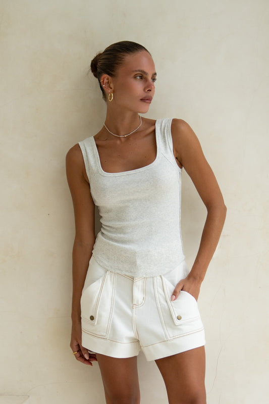 Ainsley Grey Ribbed Tank Top