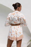 Ailani Brown Tropical Drawstring Shorts