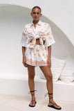 Ailani Brown Tropical Drawstring Shorts
