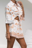 Ailani Brown Tropical Drawstring Shorts