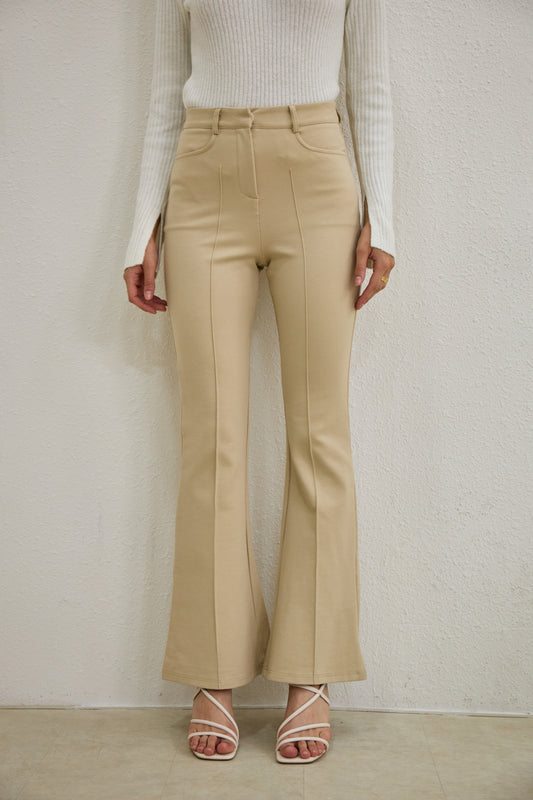 Demi Beige Flared Pants