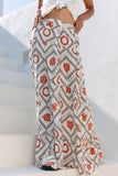 Savita Beige Rust Tropical Tiered Maxi Skirt