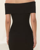 Cecelia Black Off Shoulder Knit Midi Dress