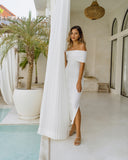 Cecelia White Off Shoulder Knit Midi Dress
