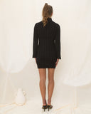 Alexia Black Flute Sleeve Knit Mini Dress