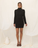 Alexia Black Flute Sleeve Knit Mini Dress
