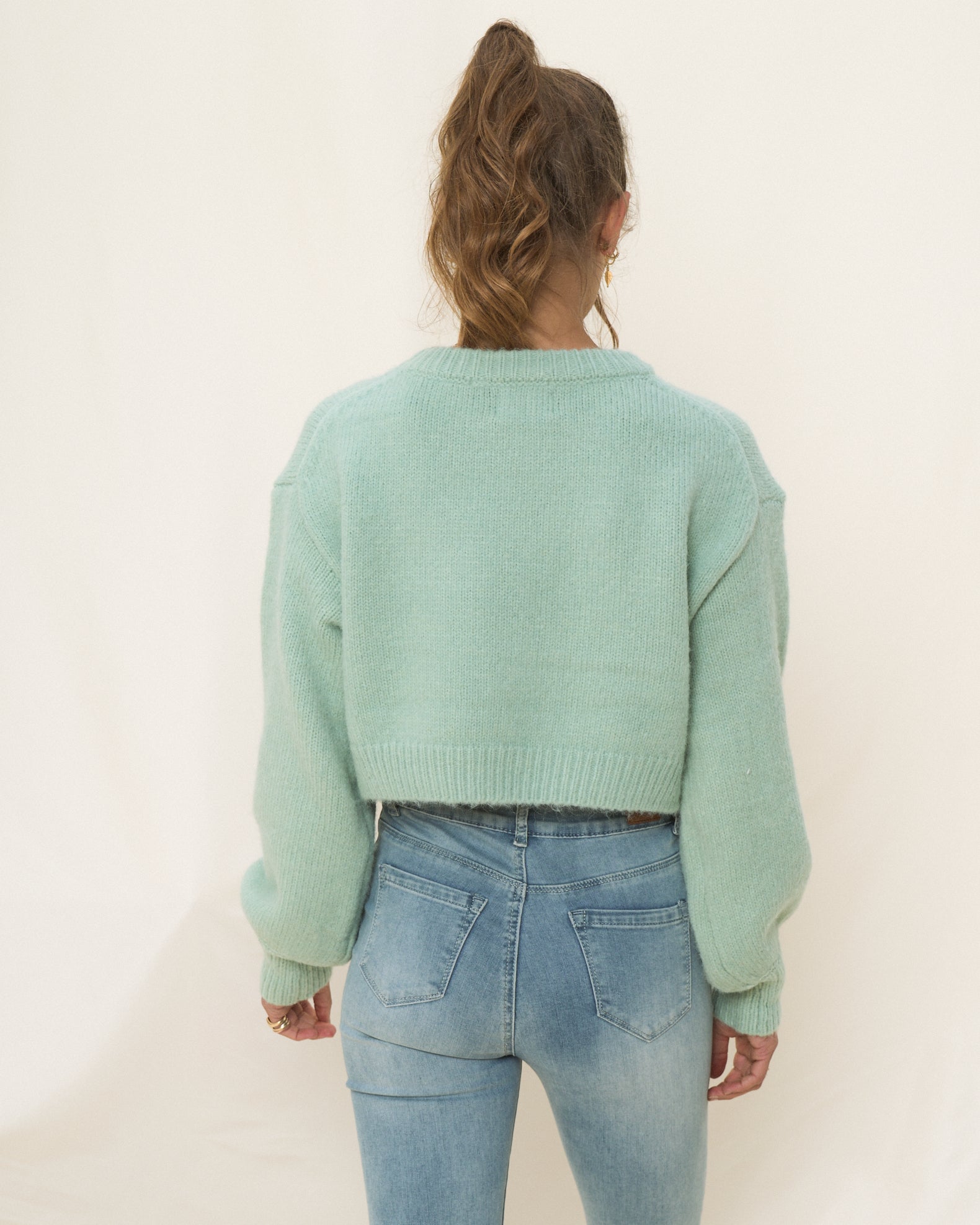 Casey Mint Green Cropped Knit Jumper