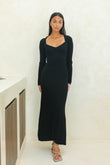 Victoria Black Long Sleeve Knit Maxi Dress