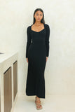 Victoria Black Long Sleeve Knit Maxi Dress