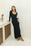Victoria Black Long Sleeve Knit Maxi Dress