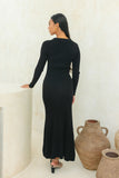 Victoria Black Long Sleeve Knit Maxi Dress