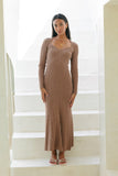 Victoria Mocha Long Sleeve Knit Maxi Dress