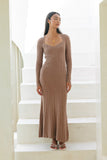 Victoria Mocha Long Sleeve Knit Maxi Dress