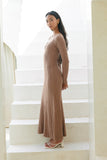 Victoria Mocha Long Sleeve Knit Maxi Dress