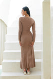 Victoria Mocha Long Sleeve Knit Maxi Dress