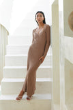 Victoria Mocha Long Sleeve Knit Maxi Dress