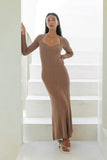 Victoria Mocha Long Sleeve Knit Maxi Dress