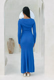 Victoria Blue Long Sleeve Knit Maxi Dress