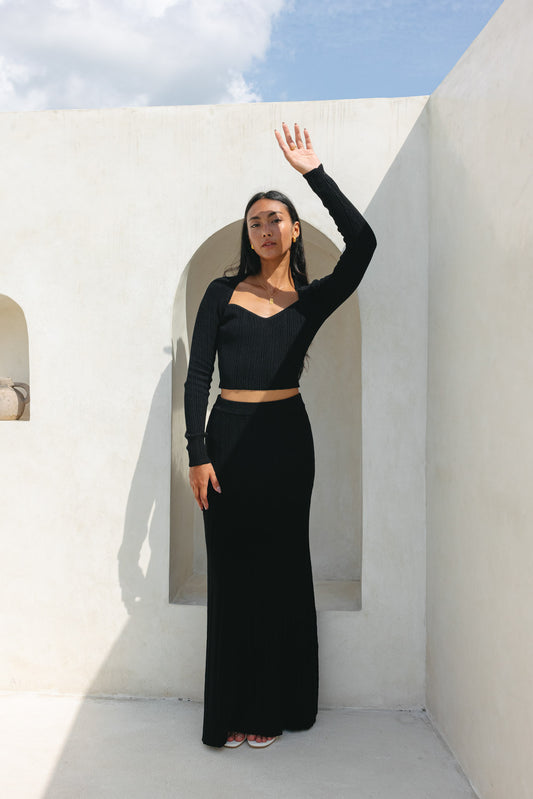 Valerie Black Knit Maxi Skirt