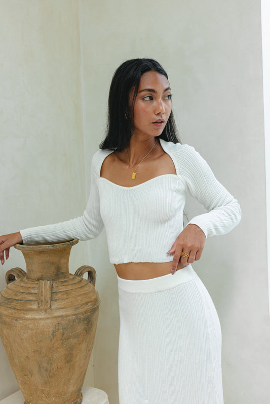 Valerie White Long Sleeve Knit Top