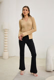 Audrey Beige Split Long Sleeve Knit Top