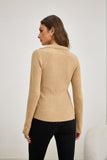 Audrey Beige Split Long Sleeve Knit Top