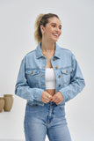 Avery Blue Cropped Denim Jacket