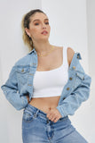 Avery Blue Cropped Denim Jacket