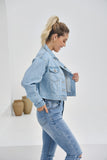 Avery Blue Cropped Denim Jacket