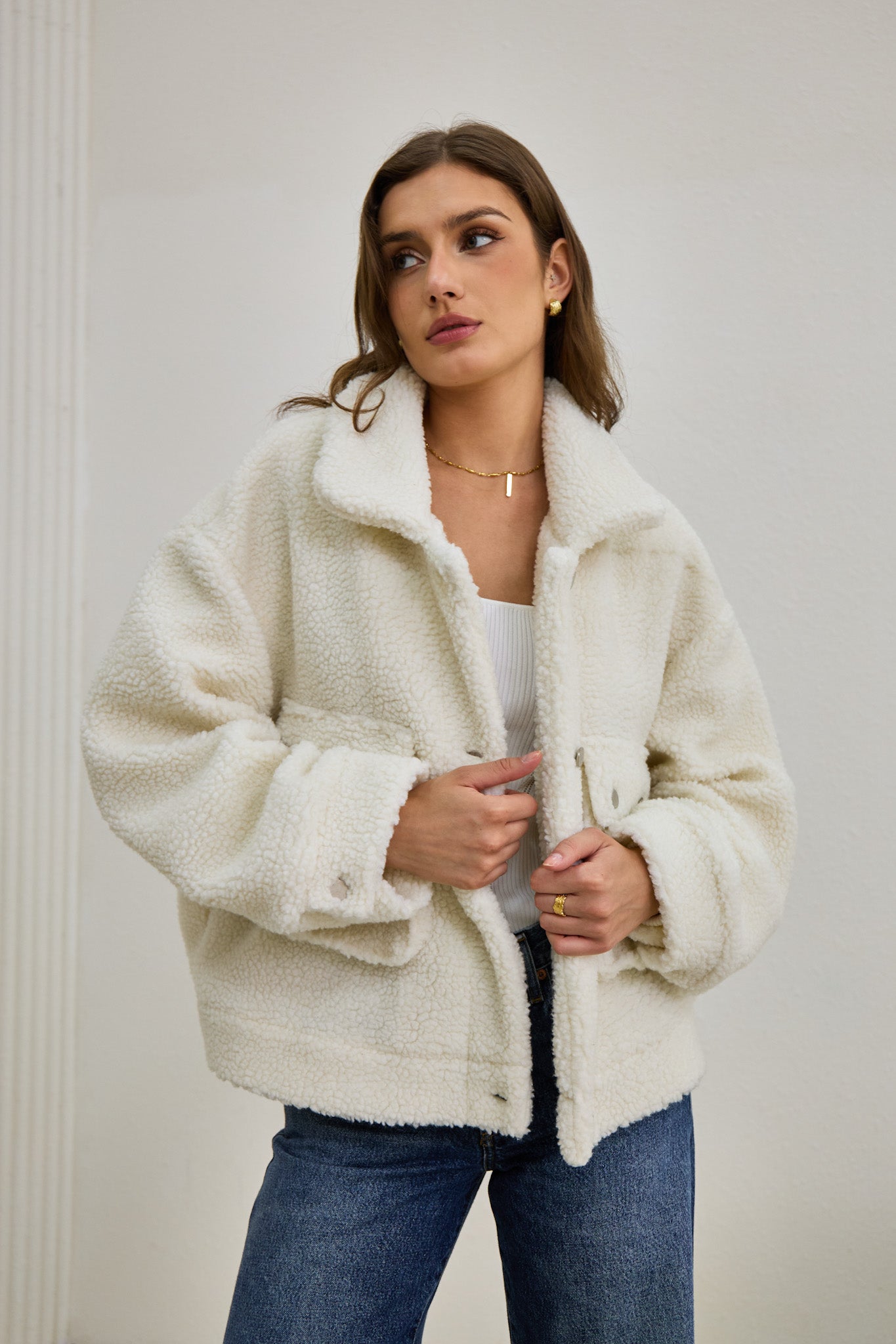 Kyla Off White Teddy Jacket
