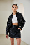 Maddox Black Faux Leather PU Cropped Jacket