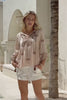 Kaena Brown Tropical Embroidered Blouse