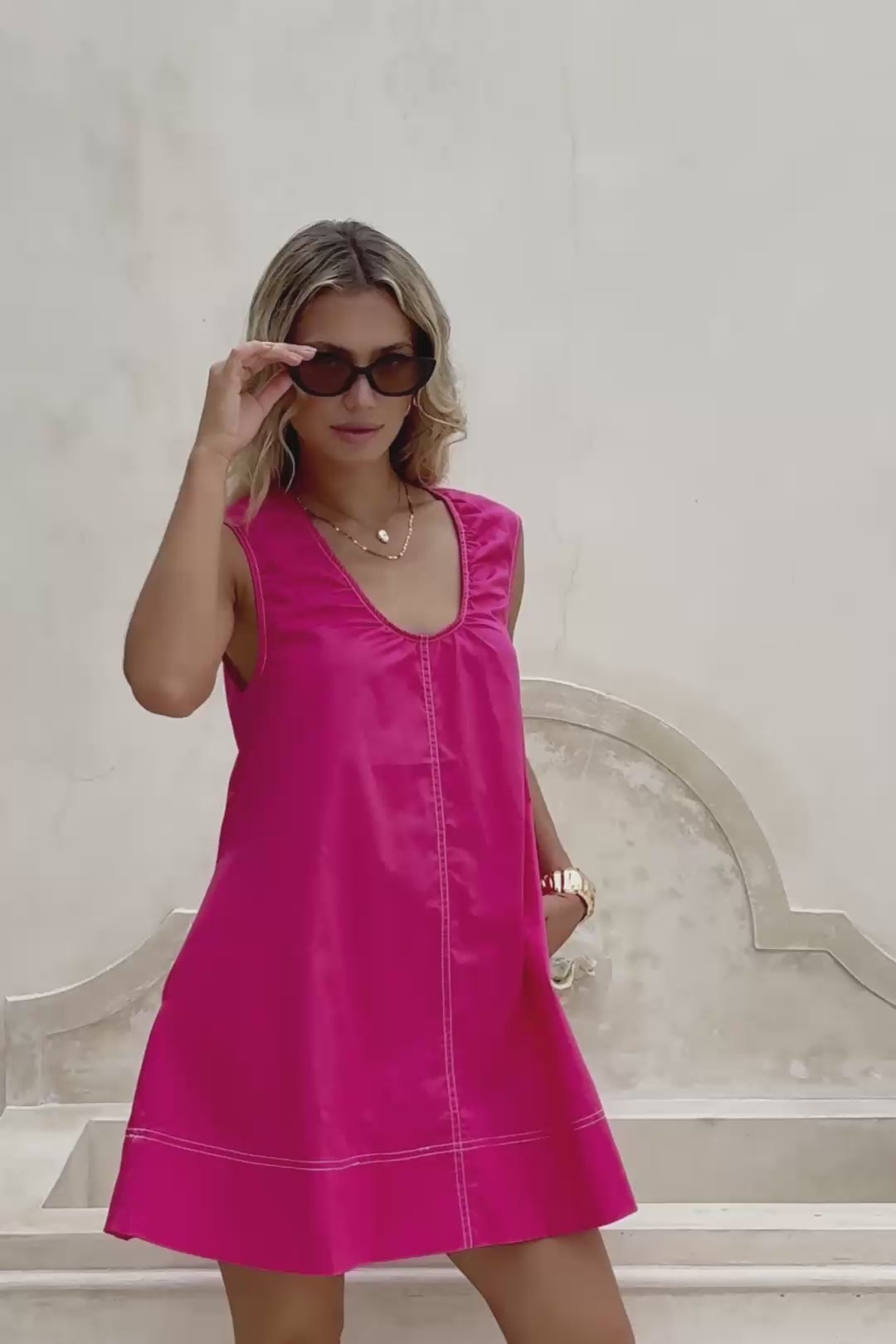 Cate Pink Flared Mini Dress