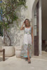 Ciela Green Tropical Lace Trim Button Maxi Dress