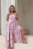 Gezelle Pink Floral Front Leg Split Jumpsuit