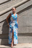 Aiselle Blue Floral Sleeveless Wrap Maxi Dress